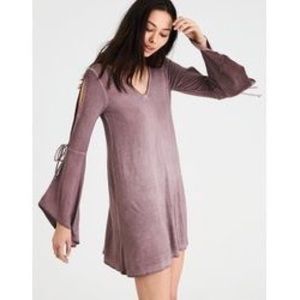 American Eagle Dress Bell Sleeve Cold Shoulder Lg